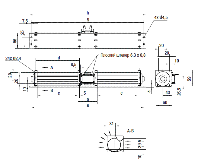 Габаритные размеры QL4/3030-2124
